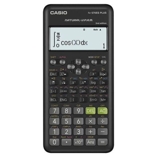 CASIO CALCULATOR SCIENTIFIC FX-570ESPLUS-2-B, 417 FUNCTIONS, 77X162MM, BLACK