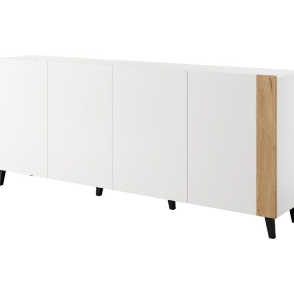 FARO chest of drawers 200x42x82 white matt + oak craft
