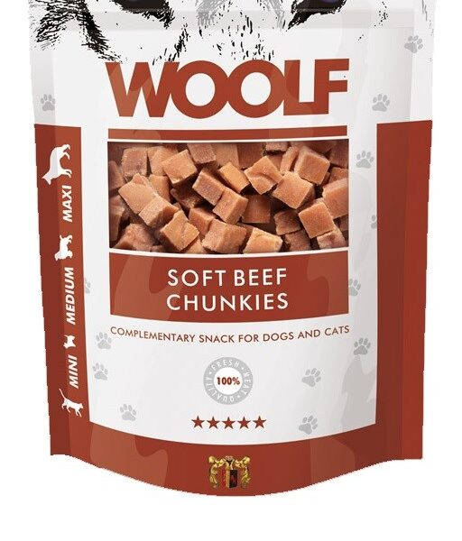 Woolf Snacks Soft Beef Chunkies Μπισκότο Σκύλου με Βοδινό 100gr
