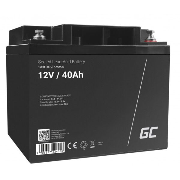 Green Cell με Χωρητικότητα 40Ah και Τάση 12V AGM22 1τμχ