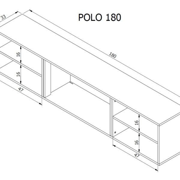 Έπιπλο Τηλεόρασης Ξύλινο Black Μ180xΠ33xΥ39cm