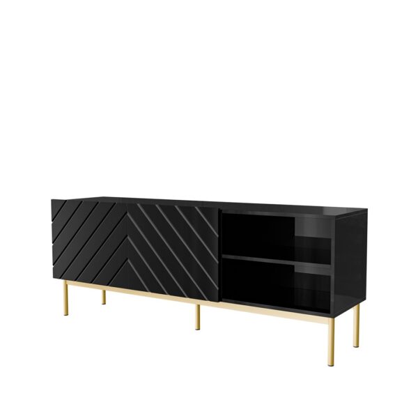 Έπιπλο Τηλεόρασης Μεταλλικό Black/Gloss Black Μ150xΠ42xΥ60cm