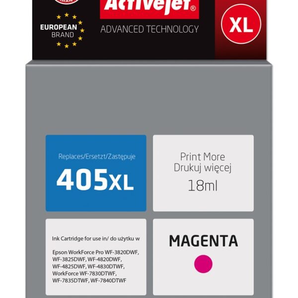Active Jet Συμβατό Μελάνι Εκτυπωτή InkJet Epson 405XL 1100 Σελίδων 18ml Ματζέντα