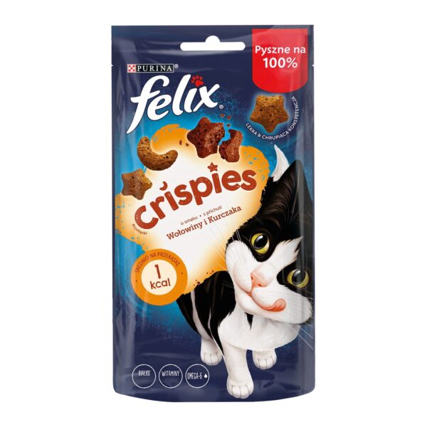 Purina Felix Crispies Λιχουδιές Σνακ Γάτας με Βοδινό & Κοτόπουλο 45gr