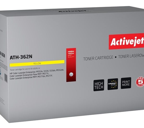 Active Jet Συμβατό Toner για Laser Εκτυπωτή HP 508A CF362A 5000 Σελίδων Κίτρινο