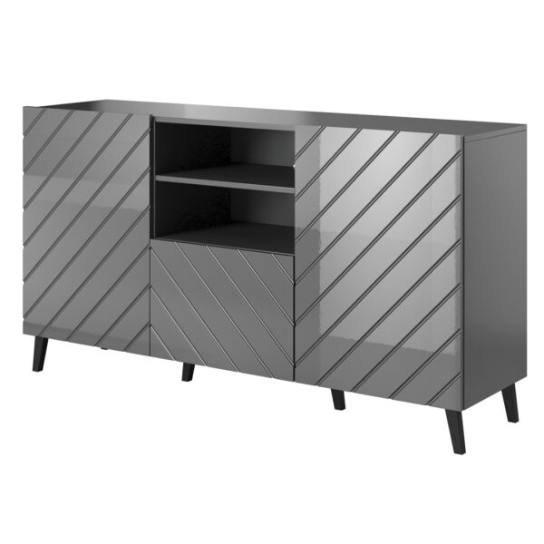 ABETO chest of drawers 150x42x82 graphite/gloss