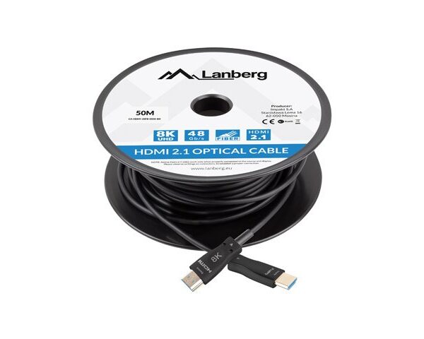 Lanberg HDMI 2.1 HDMI male - HDMI male 50m Μαύρο (CA-HDMI-30FB-0500-BK)