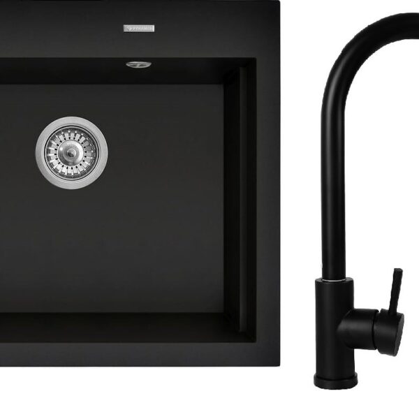 Pyramis Ένθετος Νεροχύτης από Συνθετικό Γρανίτη με Μπαταρία Μ57xΠ51.5cm Μαύρος