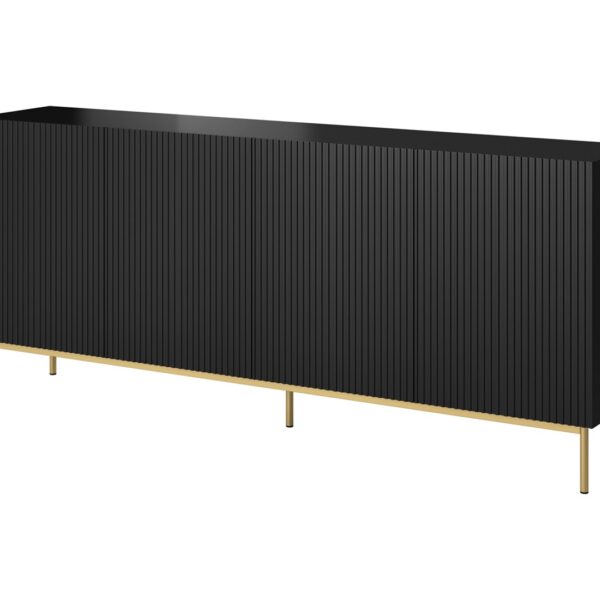 PAFOS chest of drawers on golden steel frame 200x40x102 matte black