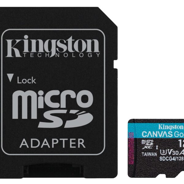 Kingston Technology 128GB microSDXC Canvas Go Plus Gen4 200MB/s A2 U3 V30 Card + Adapter