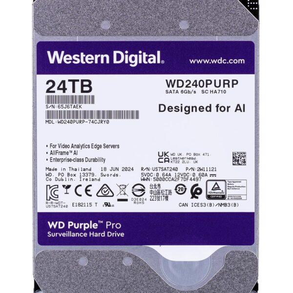 Western Digital Surveillance 24TB 3.5" 7200rpm WD240PURP