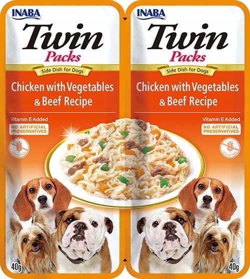 INABA Dog Twin Chicken with Vegetables and Beef in Broth – dog treat – 2x40g