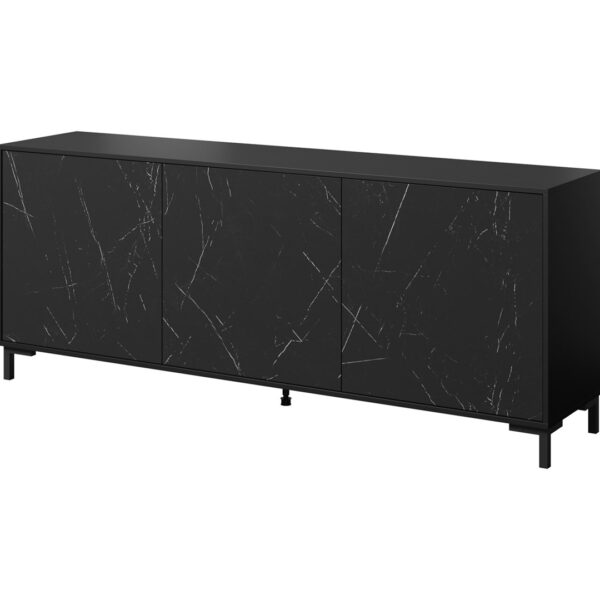 MARMO 3D chest of drawers 200x45x80,5 cm matte black/marble black