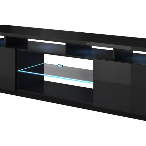 Ξύλινο Έπιπλο Τηλεόρασης Eva Black Glossy Μ180xΠ40xΥ52cm