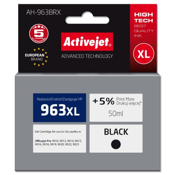 Active Jet Συμβατό Μελάνι Εκτυπωτή InkJet HP 963XL 3JA30AE 2100 Σελίδων 50ml Μαύρο