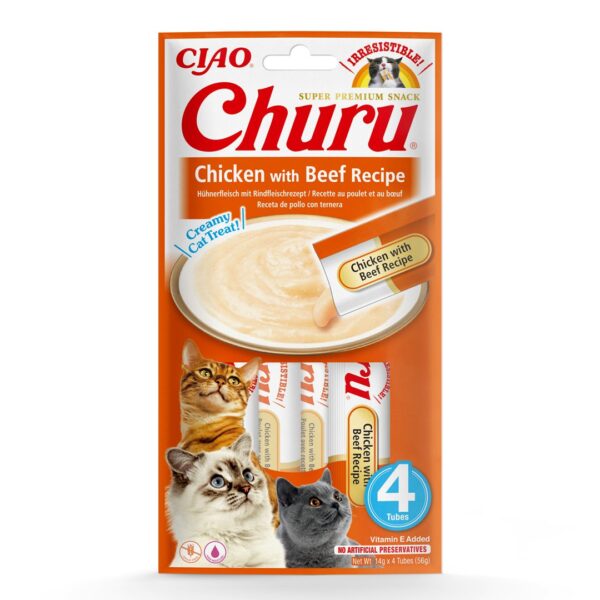 Inaba Churu Cat Λιχουδιές Σνακ με Βοδινό / Κοτόπουλο για Ενήλικες Γάτες 1τμχ 56gr