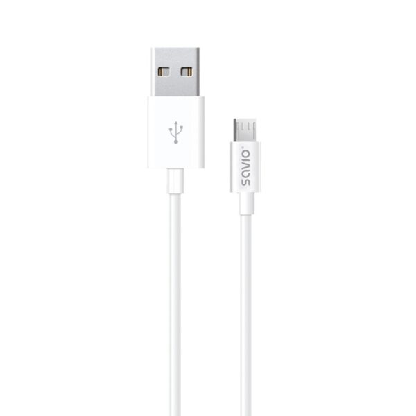 Savio Regular USB 2.0 to micro USB Cable Λευκό 2m (CL-124)