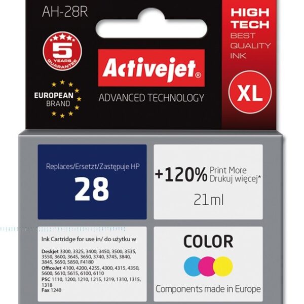 Active Jet Συμβατό Μελάνι Εκτυπωτή InkJet HP 28 C8728A 21ml Πολλαπλό (Color)