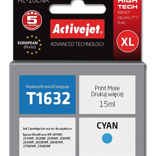 Active Jet Συμβατό Μελάνι Εκτυπωτή InkJet Epson T1632 15ml Κυανό 1τμχ