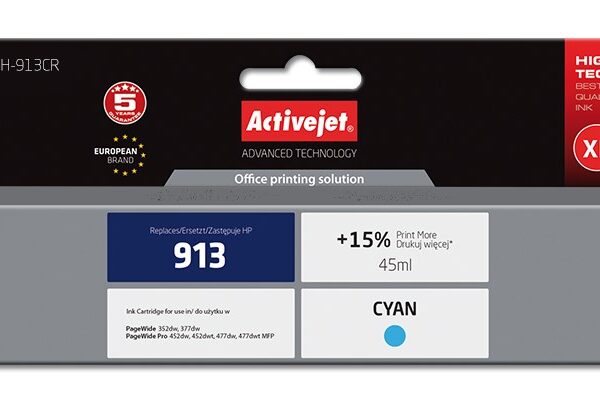 Active Jet Συμβατό Μελάνι Εκτυπωτή InkJet HP 913 F6T77AE 913 Σελίδων 45ml Κυανό 1τμχ