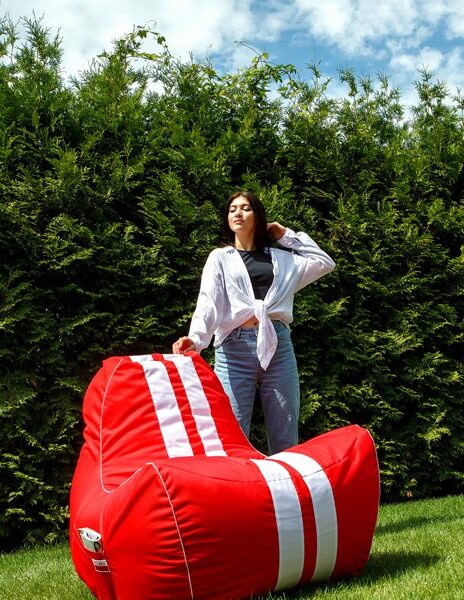 Ferrari red-white XXL 140 x 100 cm Sako bag pouffe