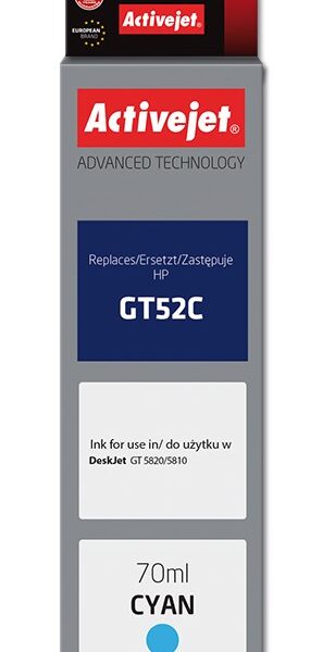 Active Jet Συμβατό Μελάνι Εκτυπωτή InkJet HP GT-52C M0H54AE 70ml Κυανό