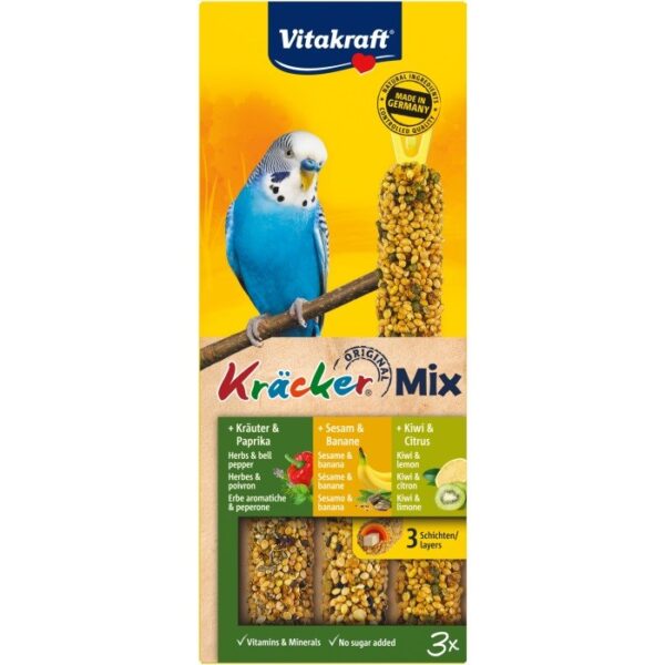 Vitakraft Kräcker Trio-Mix Στικς για Παπαγαλάκια Ακτινίδιο / Βότανα / Σουσάμι 3τμχ