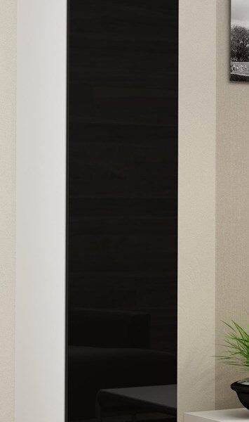 Vigo 180 Κρεμαστή Βιτρίνα Σαλονιού από Μοριοσανίδα με Τζάμι White / Black Gloss 40x30x180cm