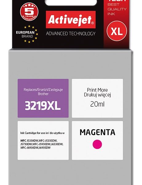 Active Jet Συμβατό Μελάνι Εκτυπωτή InkJet Brother LC3219MXL 20ml Ματζέντα