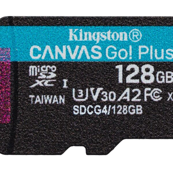 Kingston Technology 128GB microSDXC Canvas Go Plus Gen4 200R A2 U3 Single Pack w/o ADP