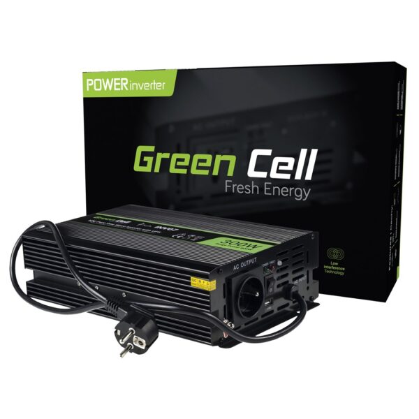Green Cell Inverter Αυτοκινήτου Καθαρού Ημιτόνου 600W για Μετατροπή 12V DC σε 220V AC