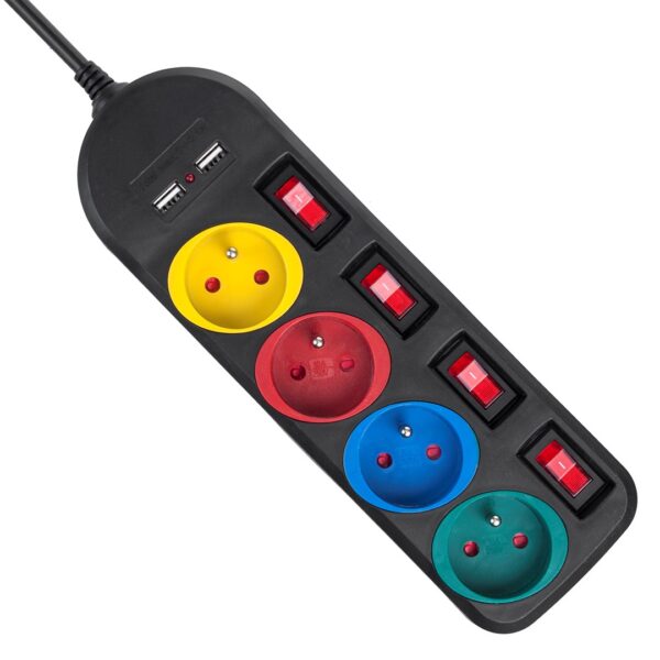 Maclean Energy Πολύπριζο 4 Θέσεων με 2 USB-A και Καλώδιο 1.5m