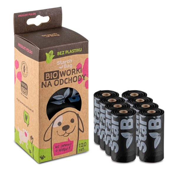 Starchbag Bio Compostable Poop Bags Black – 8x15 Pcs