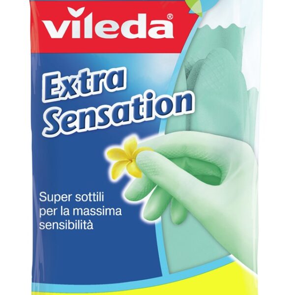 Vileda Γάντια Καθαριότητας Extra Sensation Πλαστικά Medium Πράσινα 2τμχ