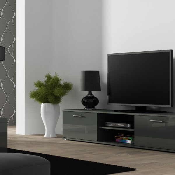 Έπιπλο Τηλεόρασης Ξύλινο Soho Γκρι/Γυαλιστερό Γκρι Μ180xΠ43xΥ37cm