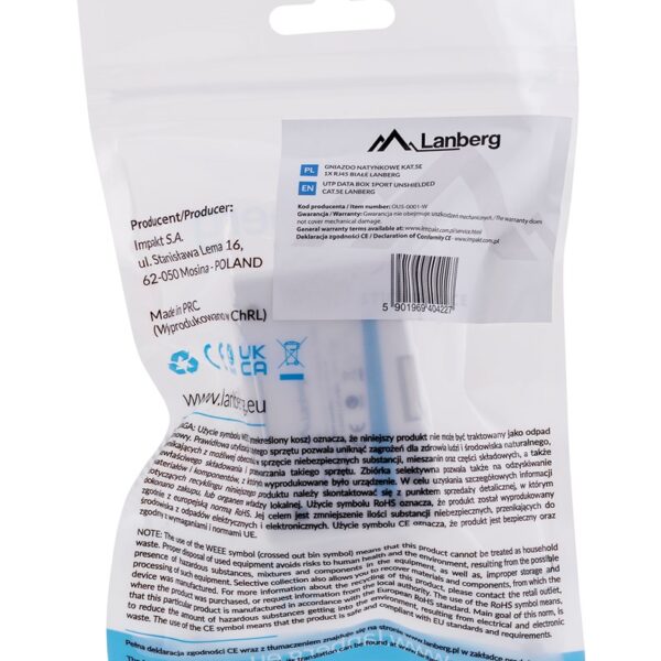 Lanberg Σύνδεσμος καλωδίων RJ45 Cat5 OU5-0001-W