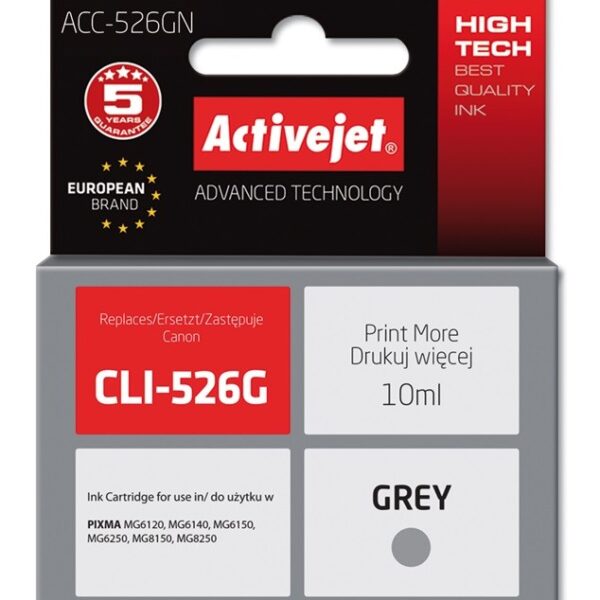 Active Jet Συμβατό Μελάνι Εκτυπωτή InkJet Canon CLI-526G 10ml Γκρι