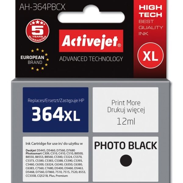 Active Jet Συμβατό Μελάνι Εκτυπωτή InkJet HP 364XL CB322EE 12ml Μαύρο