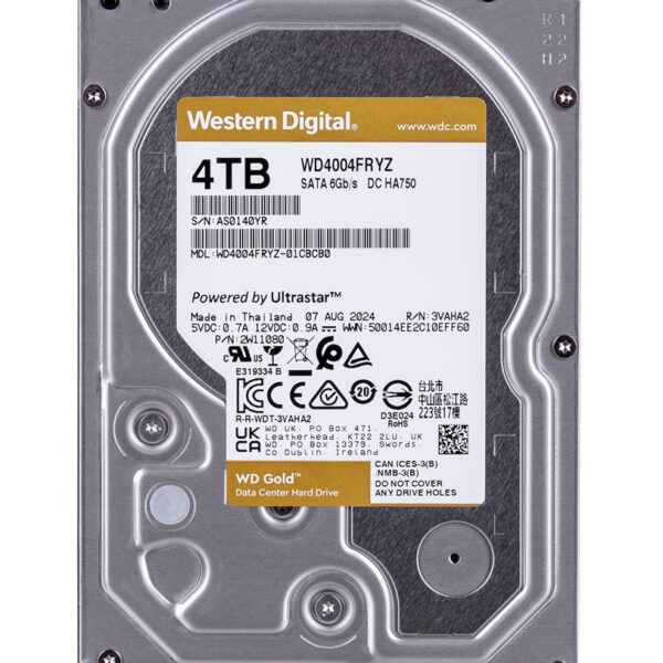 Western Digital Gold WD4004FRYZ internal hard drive 3.5" 4 TB Serial ATA III