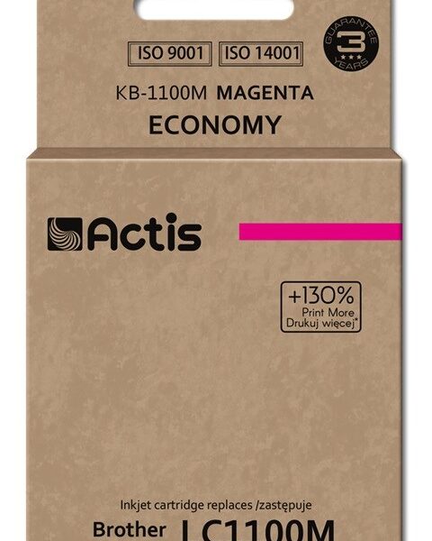Actis Συμβατό Μελάνι Εκτυπωτή InkJet Brother LC1100M 19ml Ματζέντα