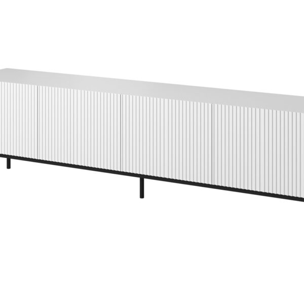 PAFOS RTV cabinet on black steel frame 200x40x60 cm white matt