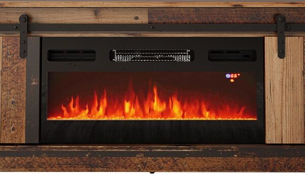 Έπιπλο Τηλεόρασης Γωνιακό Ξύλινο με Ρόδες & Φωτισμό LED Old Wood Μ200xΠ56.7xΥ35cm