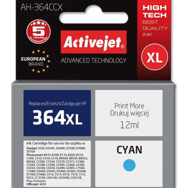 Active Jet Συμβατό Μελάνι Εκτυπωτή InkJet HP 364XL CB323EE 12ml Κυανό