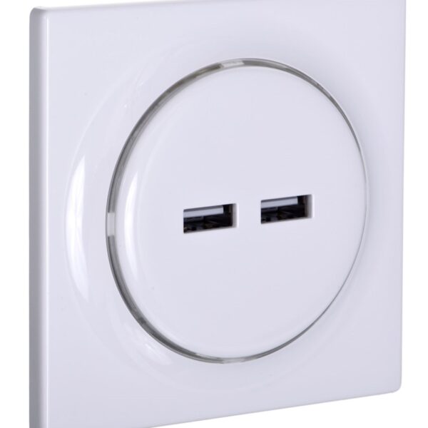 Fibaro Walli N Χωνευτή Πρίζα Ρεύματος με 2 Θύρες USB Λευκή