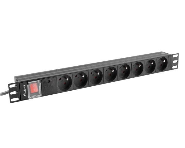 Lanberg Power Strip PDU Rack 19" (1U, 16A, 8X 230V PL, 2m) Μαύρο