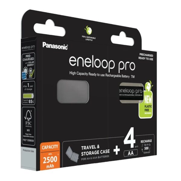 Panasonic Eneloop Pro With Battery Case AA 2500mAh 1.2V 4τμχ