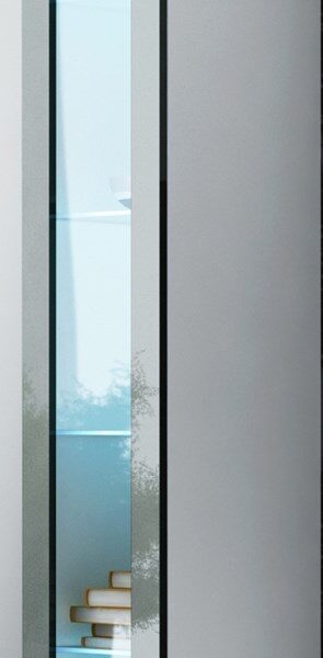 Vigo 180 Επιδαπέδια Βιτρίνα Σαλονιού από Μοριοσανίδα με Τζάμι White / Grey Gloss 40x30x180cm