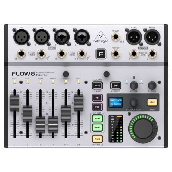 Behringer Flow 8 Ψηφιακή Κονσόλα 8 Καναλιών με Phantom Power & 4 Εισόδους XLR & Bluetooth