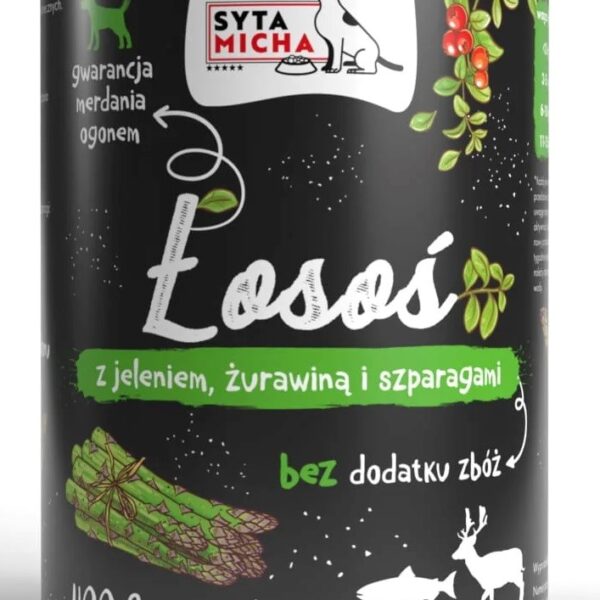 SYTA MICHA Salmon with deer, cranberries and asparagus - wet dog food - 400g