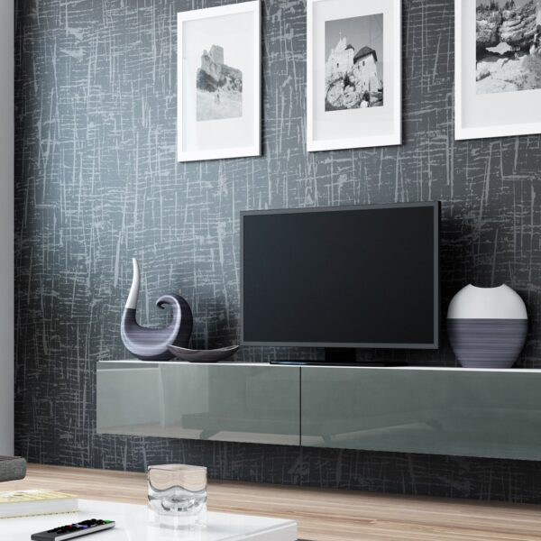 Ξύλινο Έπιπλο Τηλεόρασης Vigo '180' White / Grey Gloss Μ180xΠ30xΥ40cm